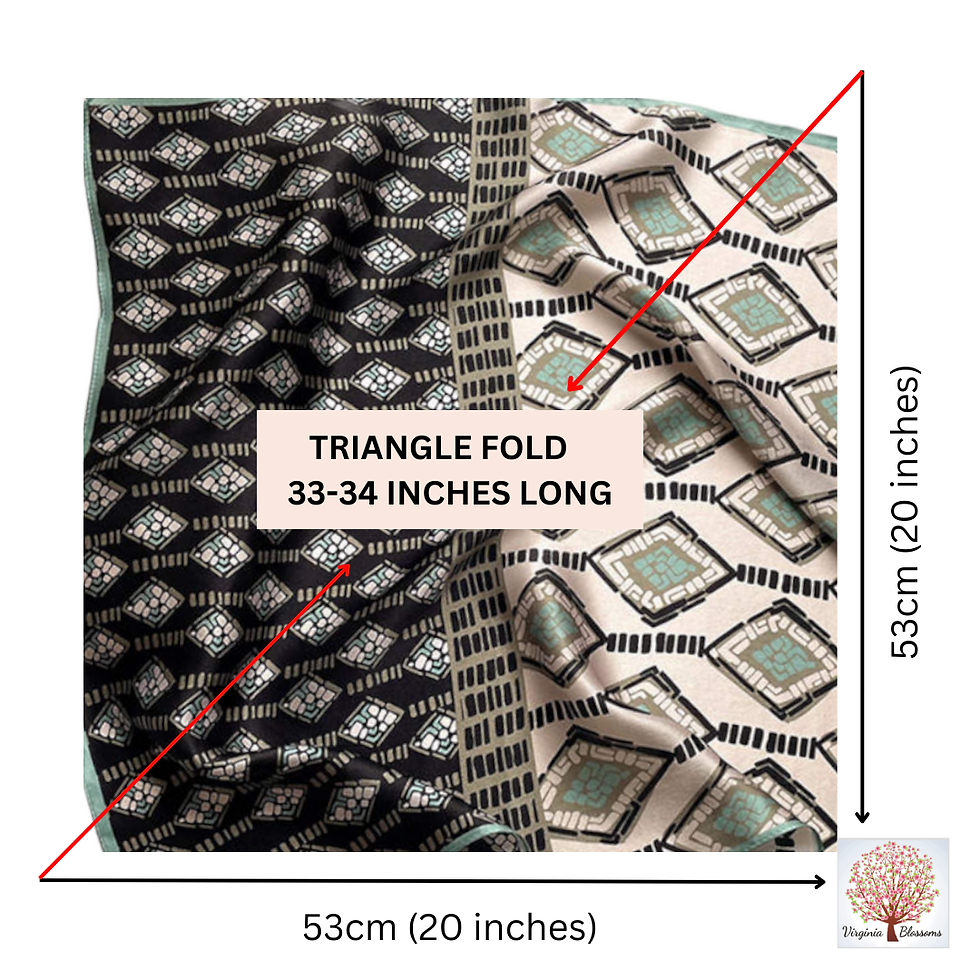 Thumbnail: Black Green Taupe 53cm Silk Scarf | Abstract Mosaic Pattern