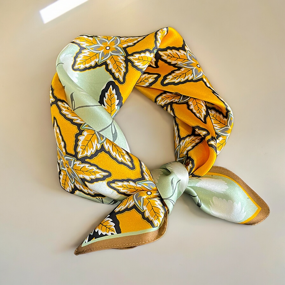 Thumbnail: Borage Star Flower 53cm Silk Scarf | Floral Small Square Scarf