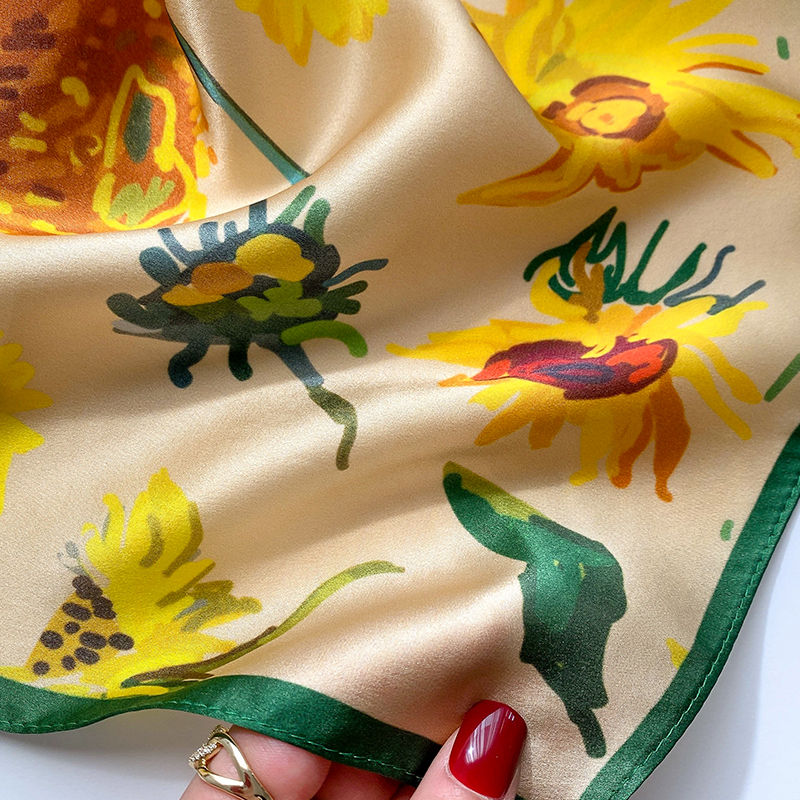 Thumbnail: Sunflowers 53cm Silk Scarf | Floral Square Scarf | Neck Scarf