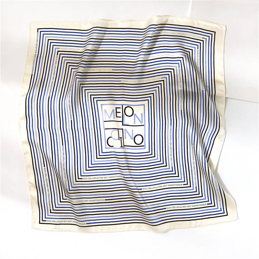 Thumbnail: Green Stripes Silk Scarf 53cm | Geometric Lines