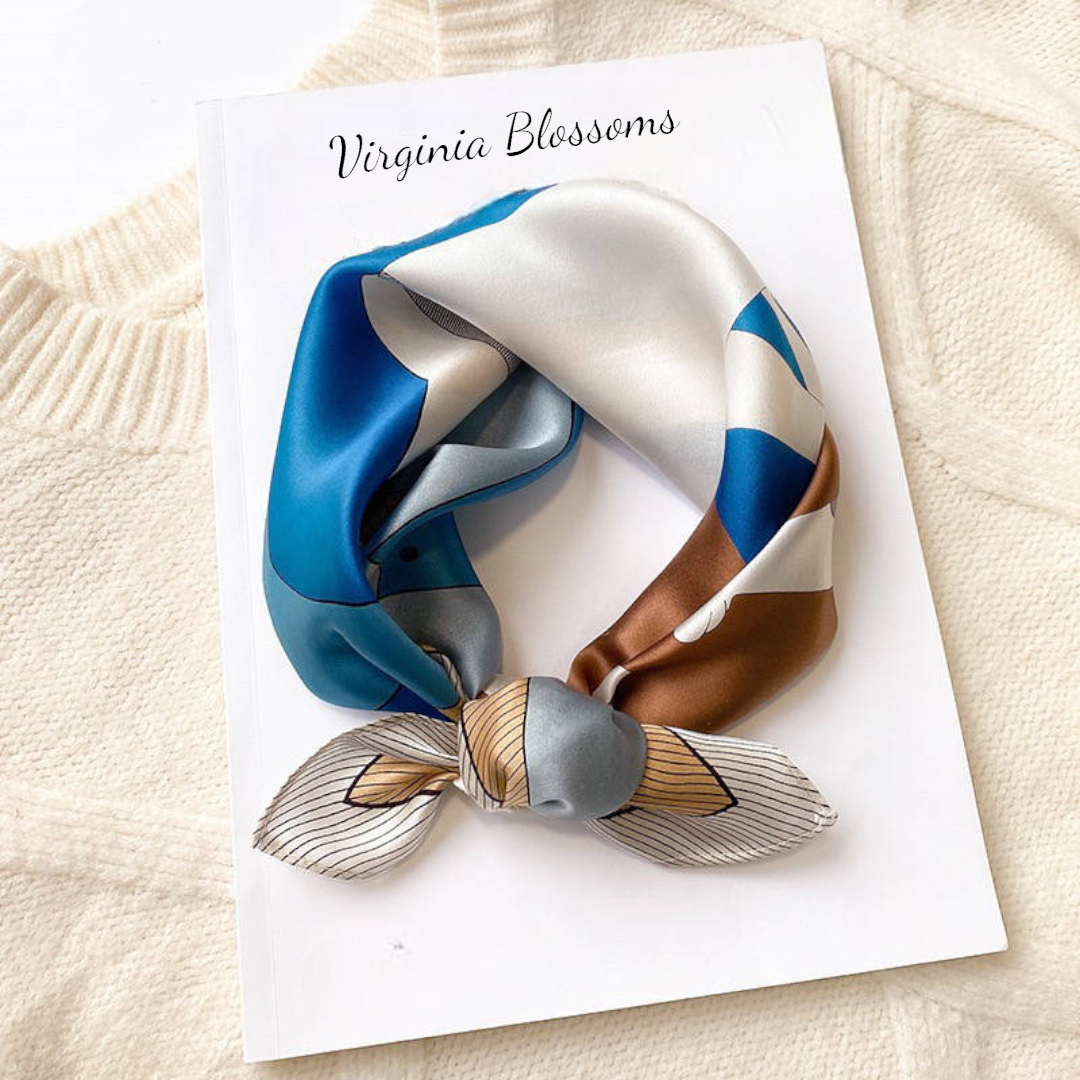 Cat and Mountain 53cm Silk Scarf | Small Square Scarf Cat Print