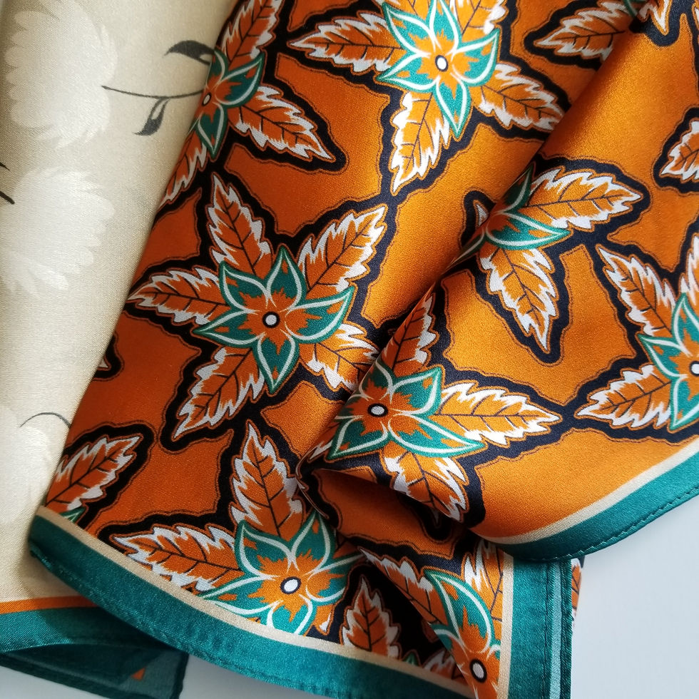 Thumbnail: Borage Star Flower 53cm Silk Scarf | Floral Small Square Scarf