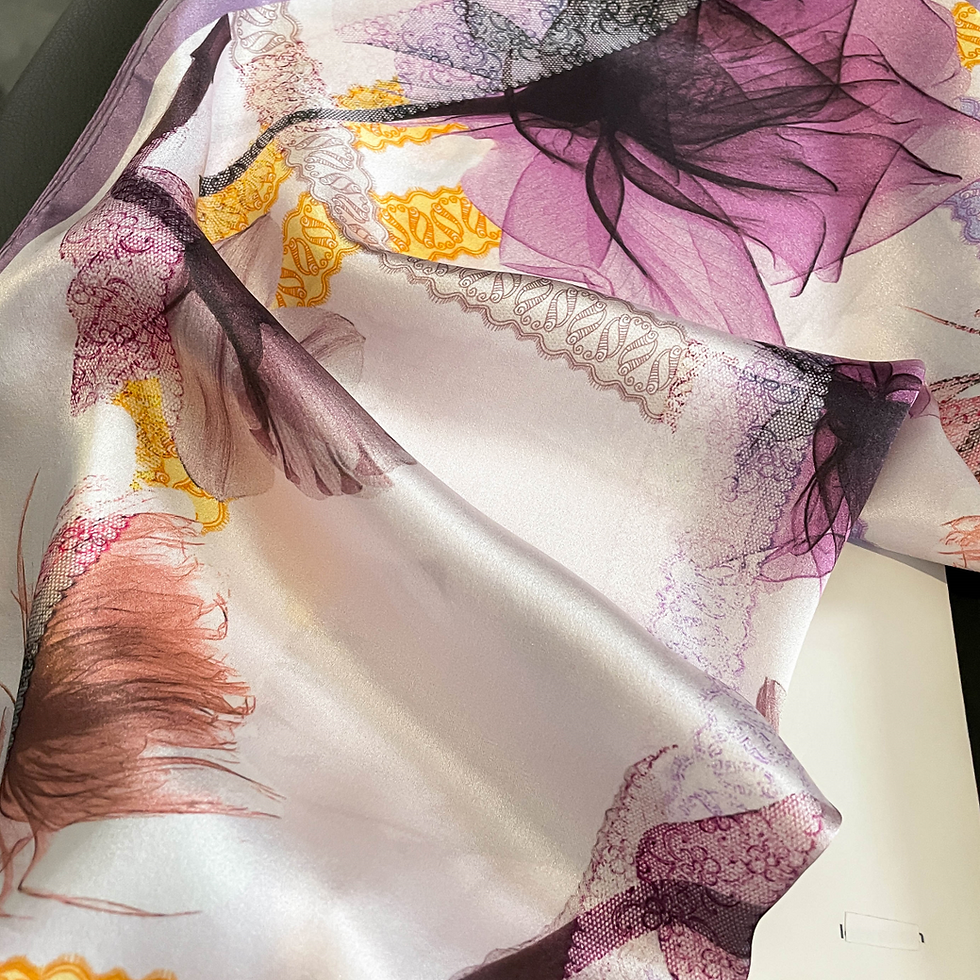 Thumbnail: Purple Floral Trumpet 53cm Silk Scarf | Angel's Trumpet Flower