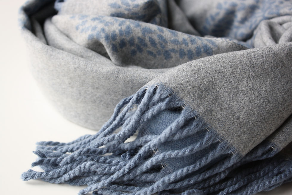 Miniature : BLUE Cashmere-Feel Winter Scarf Pashmina Reversible 76”x25”