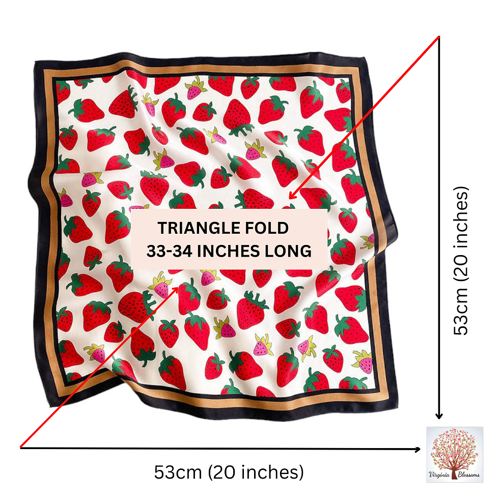 Thumbnail: Strawberry Print 53cm Silk Scarf | Fruit Pattern Scarf