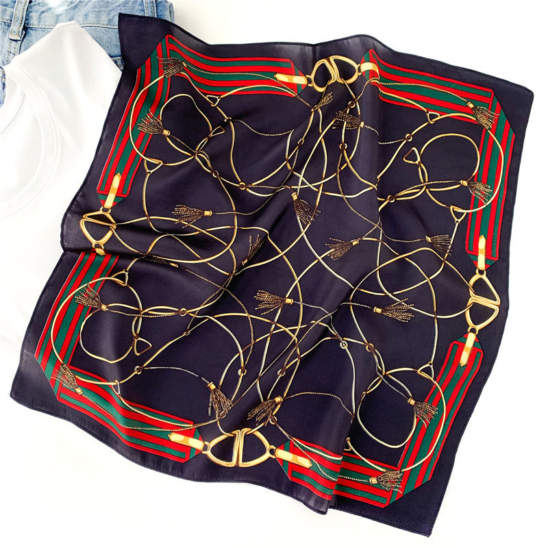 Thumbnail: Chain Print 53cm Silk Scarf | Luxury Pattern Square Scarf