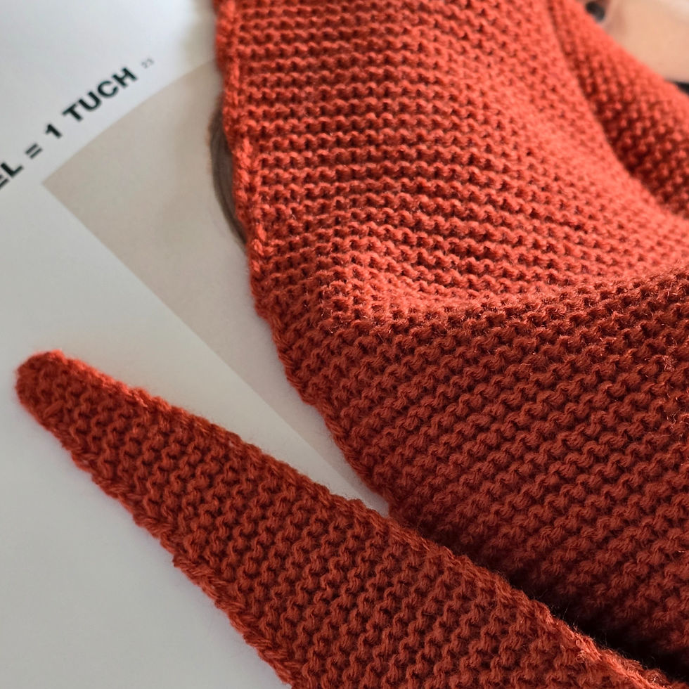 Thumbnail: Burnt Orange Knitted Sophie Scarf | Handmade Scarf | Handmade Gift