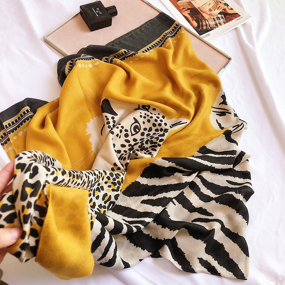 Thumbnail: COCO-V04 Mustard Leopard Print Fashion Scarf