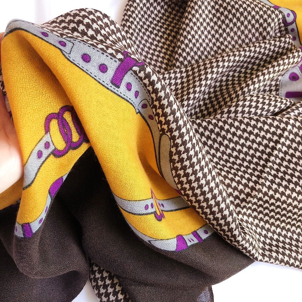 Thumbnail: LUX-V09 Mustard/Black Chain Fashion Scarf
