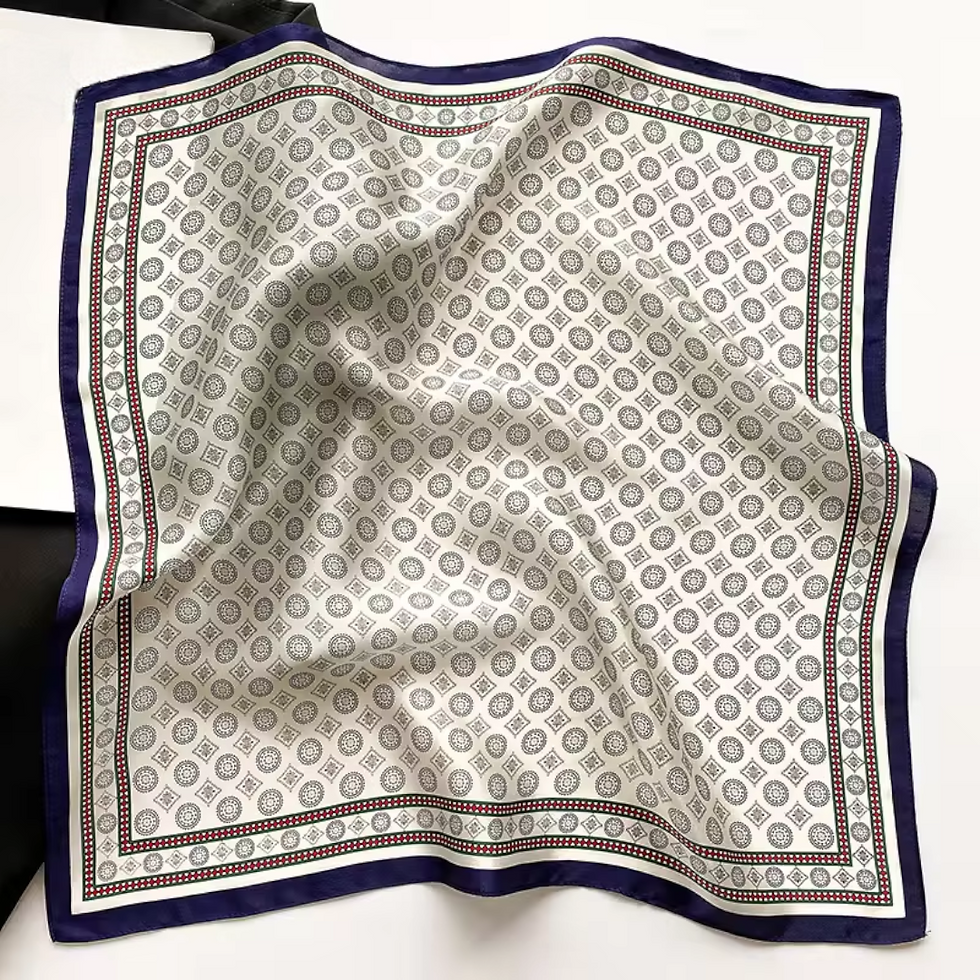 Thumbnail: Boho Circles 53cm Silk Scarf | Silk Bandana
