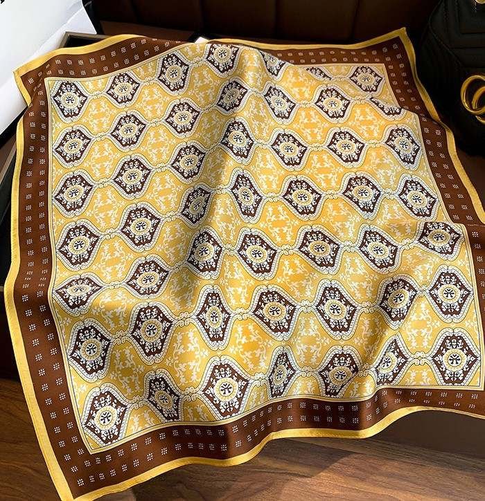 Thumbnail: Yellow Paisley 53cm Silk Scarf | Paisley Bandana | Neck Scarf
