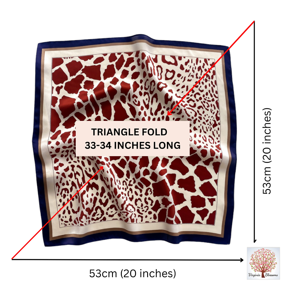 Miniaturbild: Maroon Animal Print 53cm Silk Scarf Bandana | Silk Hair Scarf