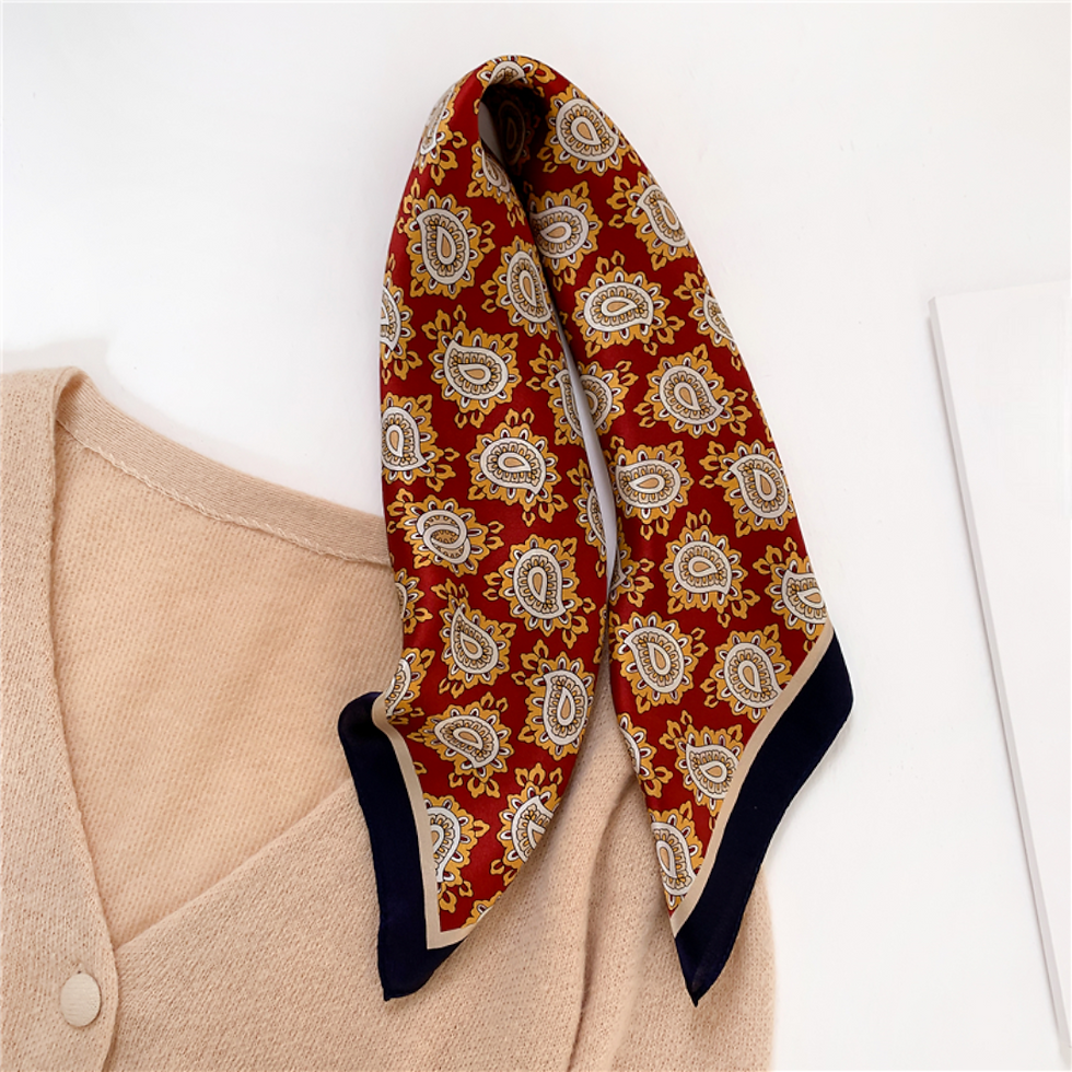 Thumbnail: Paisley 53cm Silk Scarf Bandana | Men's Paisley Scarf | Burgundy