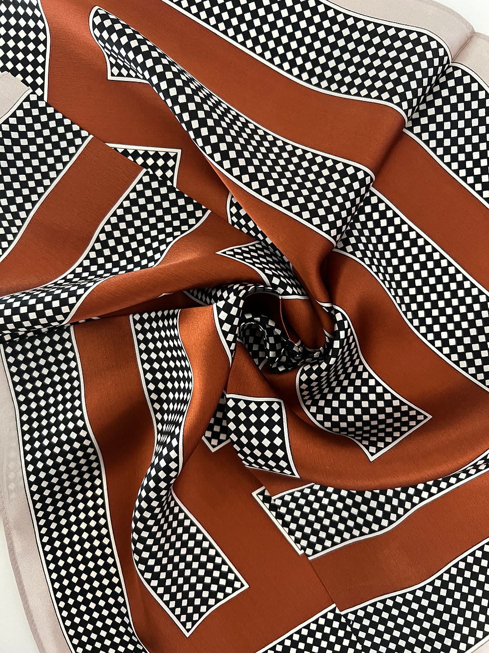 Thumbnail: Dots Burnt Orange 53cm Silk Scarf | Silk Bandana | Square Scarf