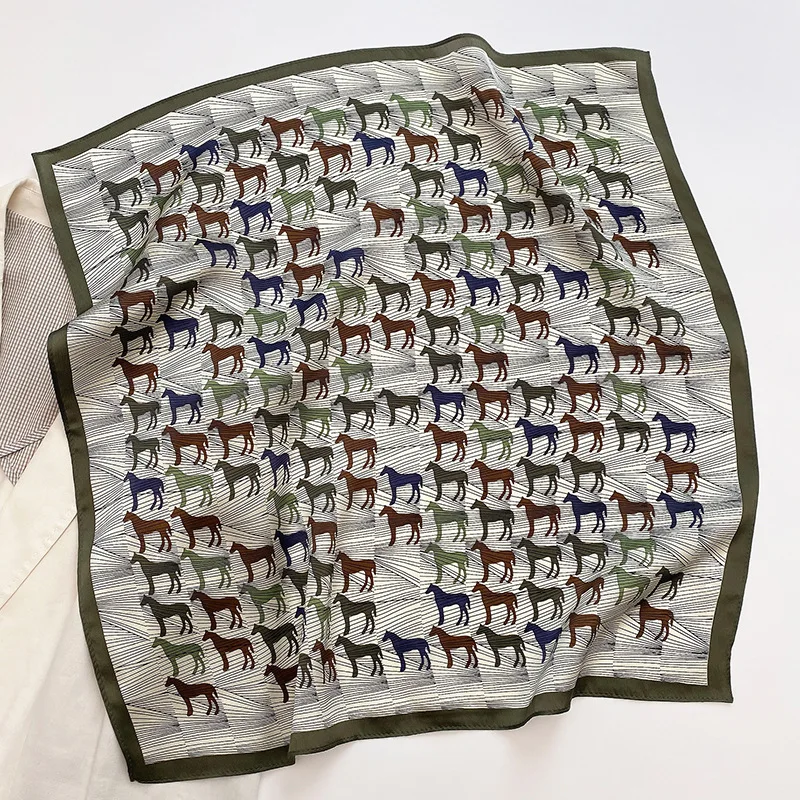Miniaturbild: Horse Print 53cm Silk Scarf Bandana | Scarf for Horse Lover