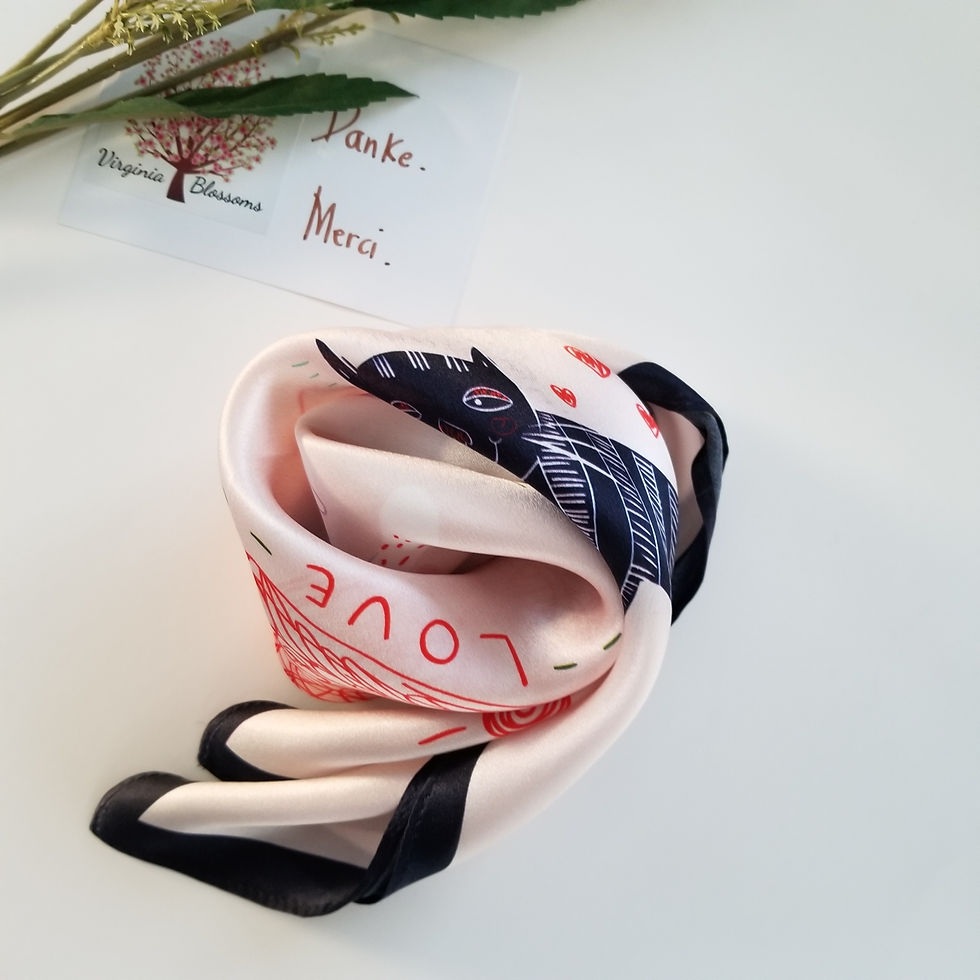 Thumbnail: Cat Print 53cm Silk Scarf Bandana | Silk Square Scarf