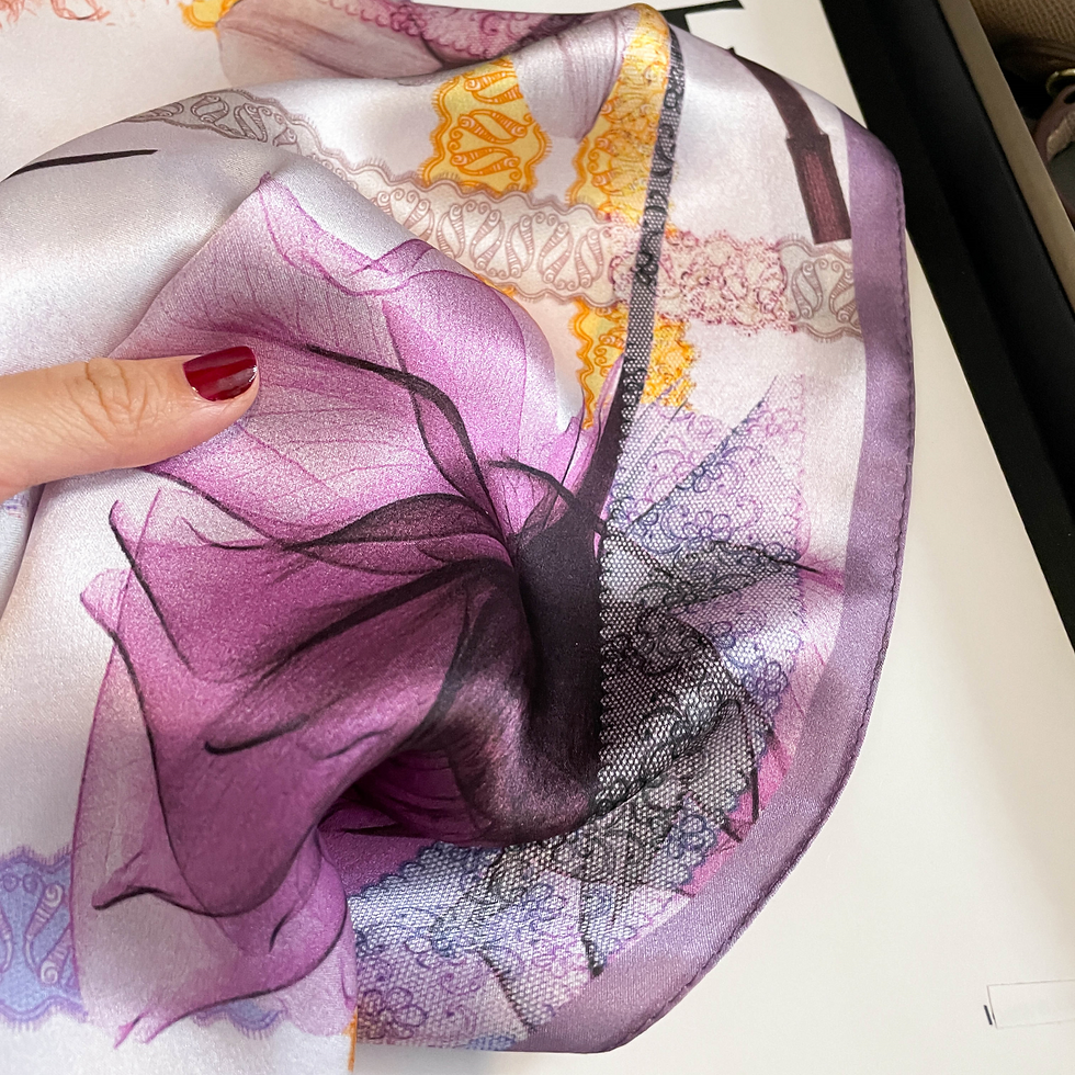 Miniaturbild: Purple Floral Trumpet 53cm Silk Scarf | Angel's Trumpet Flower
