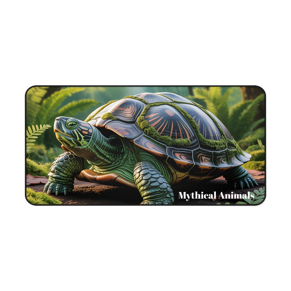 Thumbnail: Desk Mat, Turtle in Forest, Nature-inspired Desk Pad, Green Turtle Mousepad
