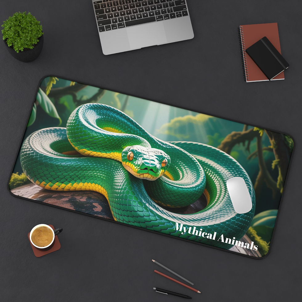 Thumbnail: Snake Desk Mat, Reptile Desk Pad, Serpent Desk Accessories, Jungle Mouse Pad