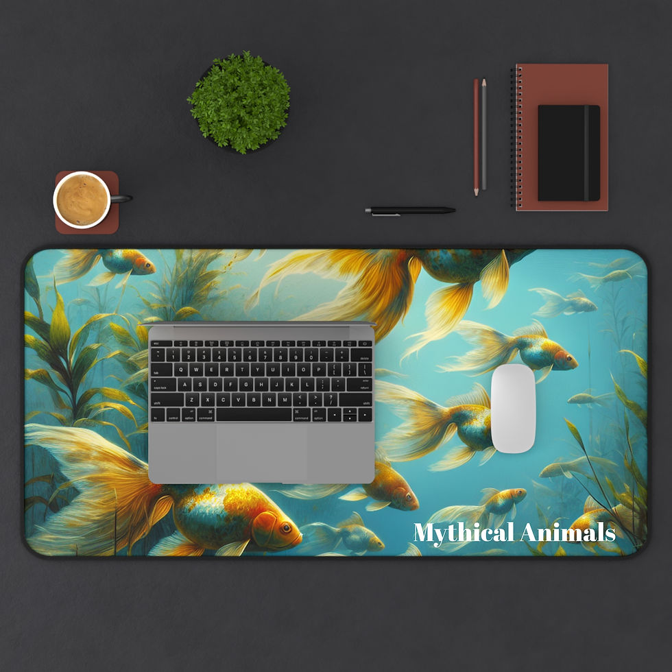 Thumbnail: Gold Fish Desk Mat, Fish Theme Office Decor, Desk Accessory, Mouse Pad
