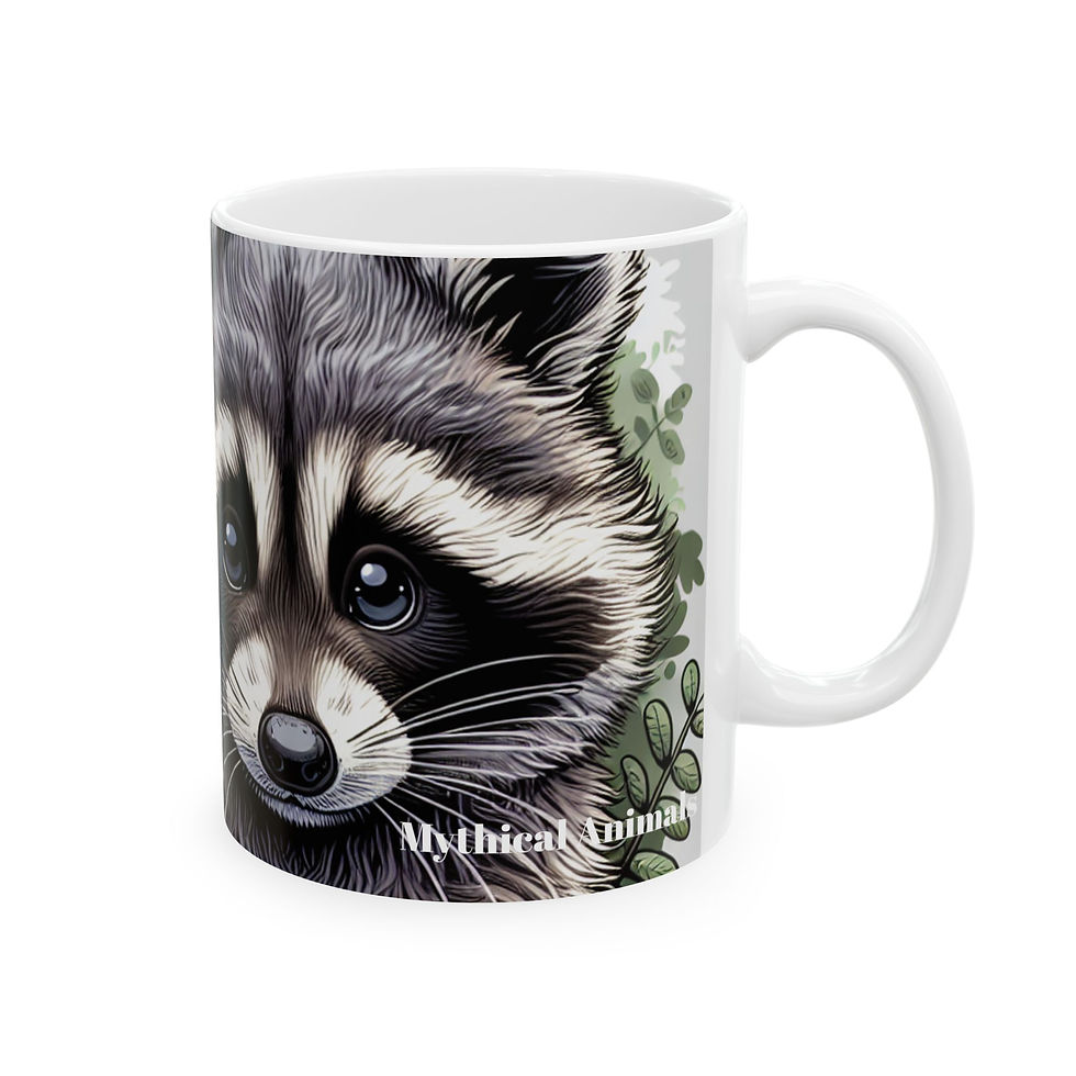 Thumbnail: Cuddle Buddy Raccoon Ceramic Mug - Cozy Drinkware for Nature Lovers