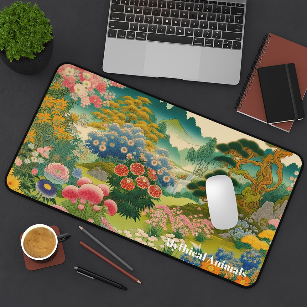 Thumbnail: Mythical Animals Desk Mat - Colorful Office Decor,Nature, Anime Desk Mat
