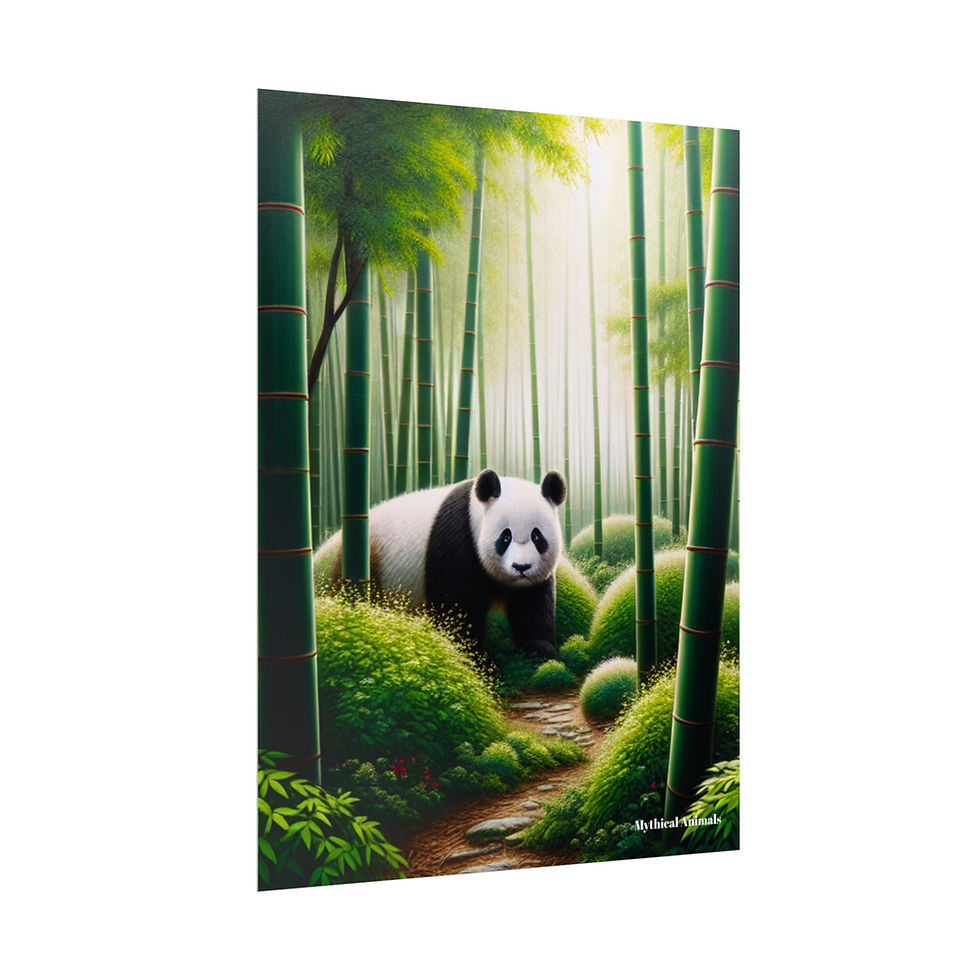 Thumbnail: Panda Rolled Poster, Bamboo Forest Art Print, Nature Wall Decor