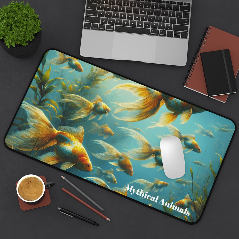 Thumbnail: Gold Fish Desk Mat, Fish Theme Office Decor, Desk Accessory, Mouse Pad