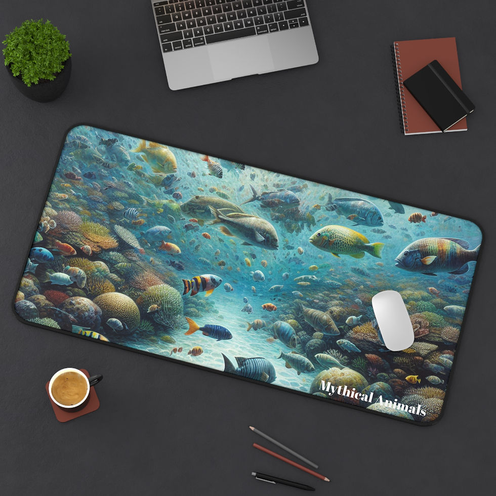 Thumbnail: Fish Desk Mat, Ocean Mouse Pad, Office Decor, Desk Accessory, Cute Fish Design