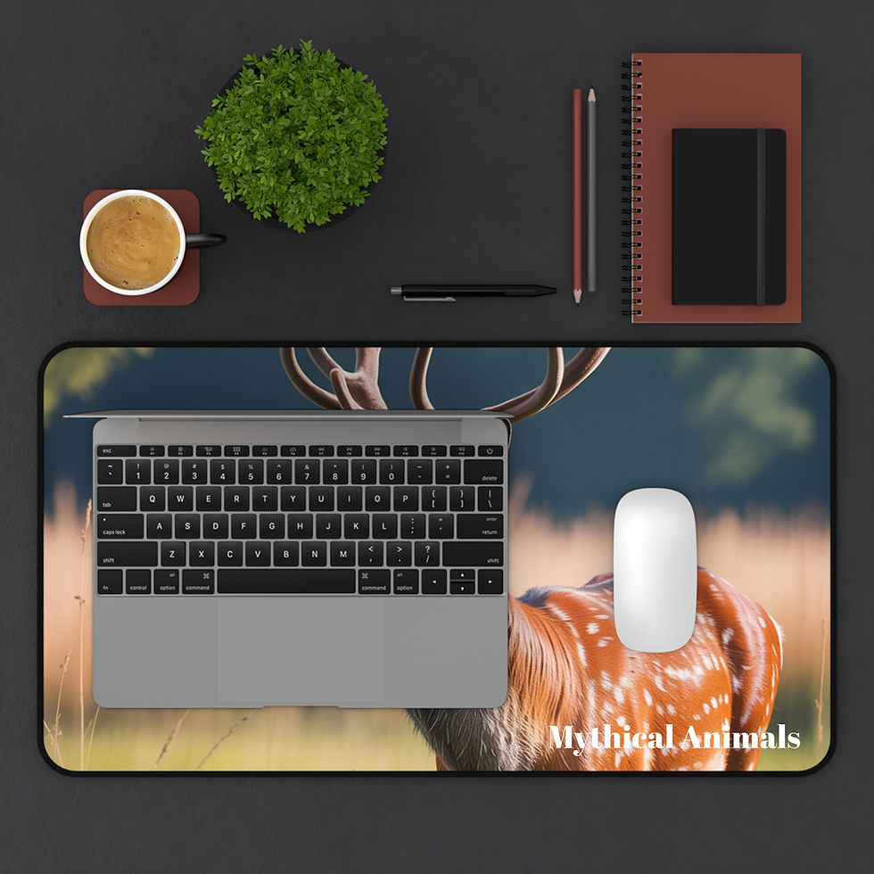 Thumbnail: Deer Desk Mat, Office Decor, Nature Desk Pad, Animal Print Mouse Pad
