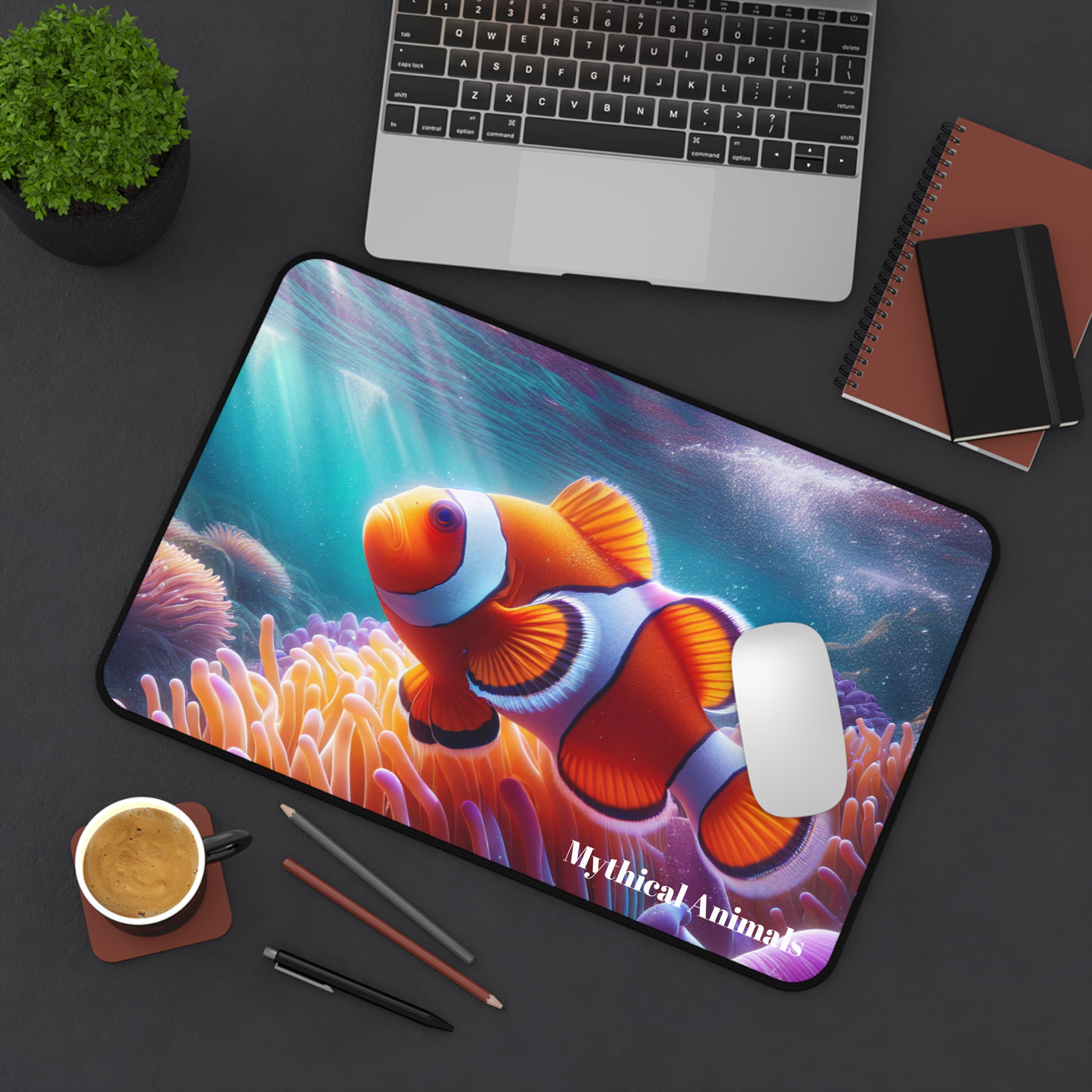 Mythical Animals Desk Mat - Clownfish Realistic Ocean Mouse Pad