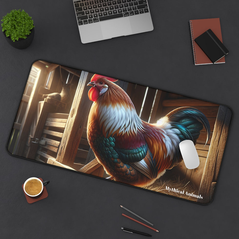 Thumbnail: Rooster in Chicken Coop Desk Mat - Chicken Mouse Pad