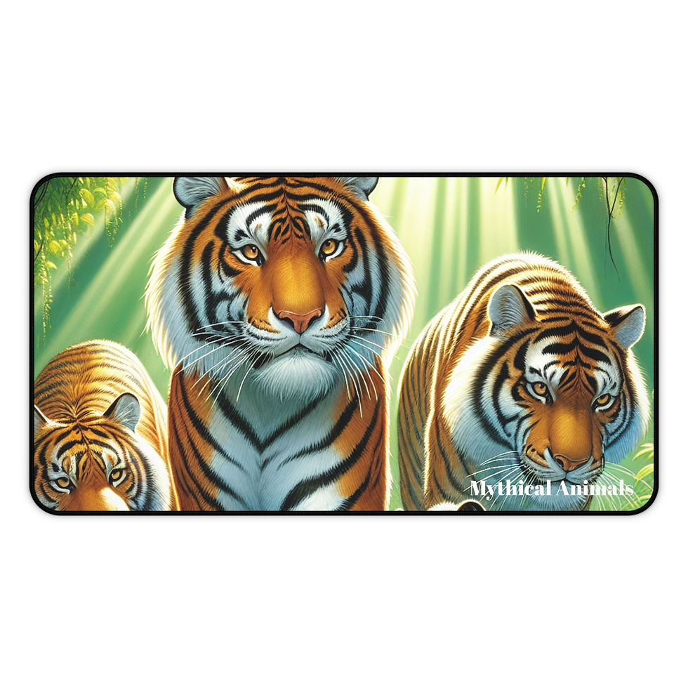 Thumbnail: Desk Mat with 3 Tigers Print, Mouse Pad, Desk Pad Animal Mouse Pad