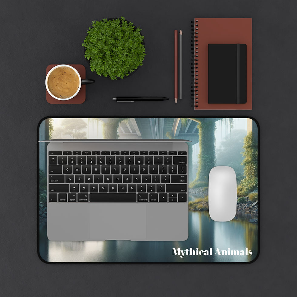 Thumbnail: Desk Mat, Deer Nature Scene, Mouse Pad,Deer Under Bridge