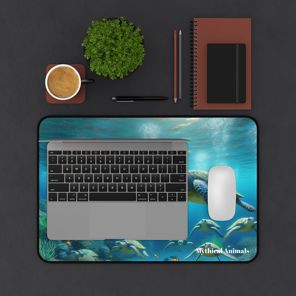 Thumbnail: Sea Turtle Desk Mat, Mouse Pad for Office, Ocean Animal Desk