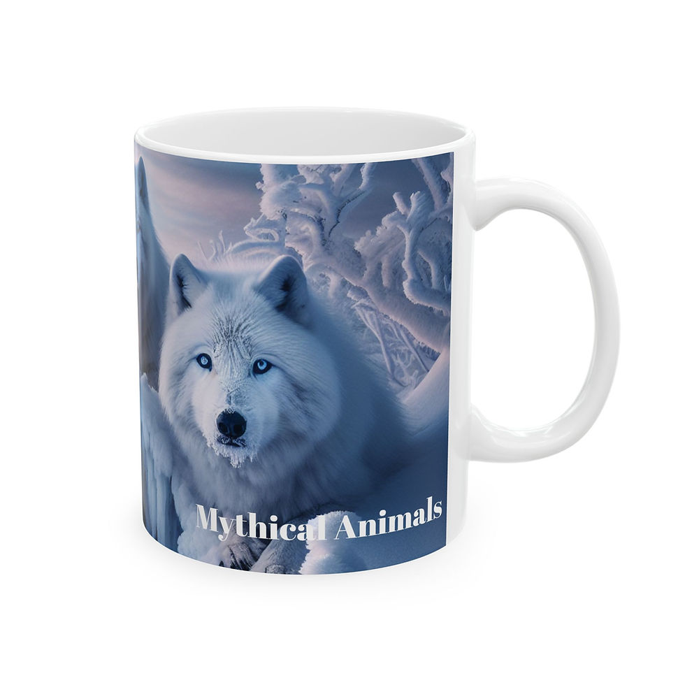 Thumbnail: Ceramic Mug - Three Snow Wolf Coffee Cup