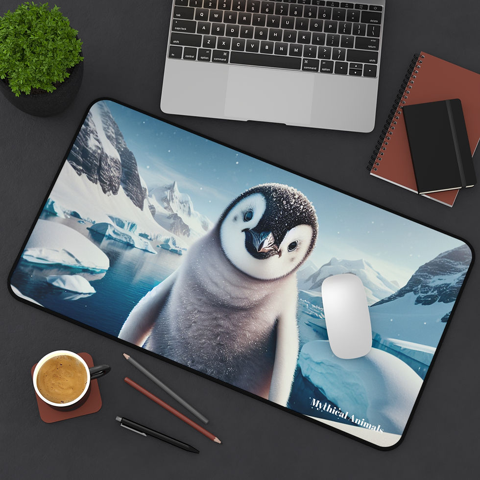 Thumbnail: Cute Penguin Desk Mat Snowy Background