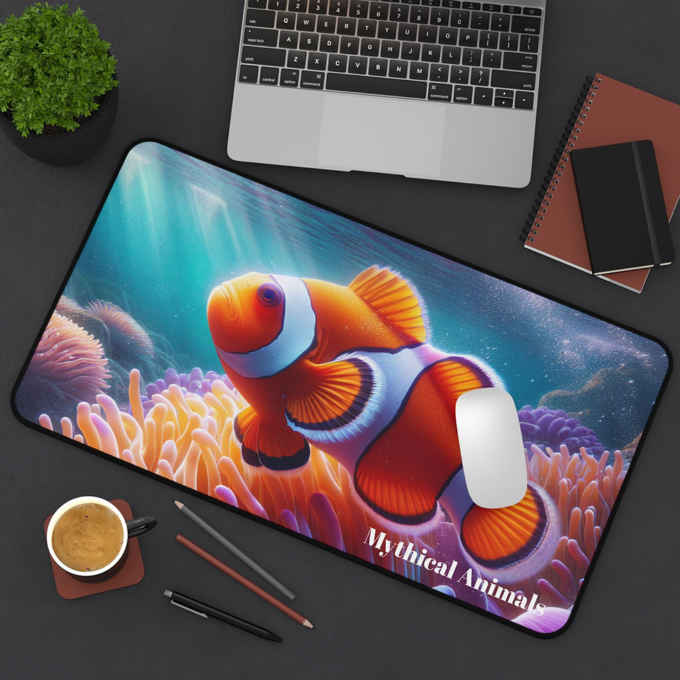 Thumbnail: Mythical Animals Desk Mat - Clownfish Realistic Ocean Mouse Pad