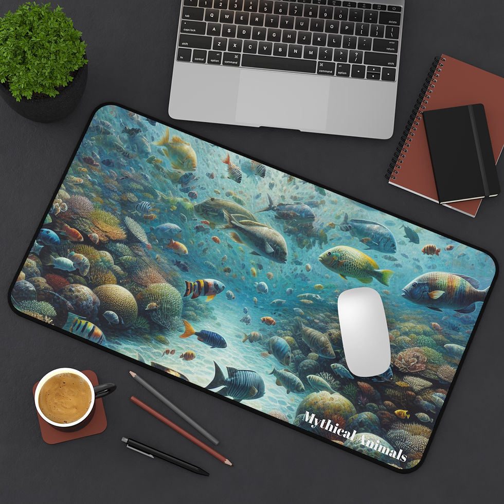 Thumbnail: Fish Desk Mat, Ocean Mouse Pad, Office Decor, Desk Accessory, Cute Fish Design