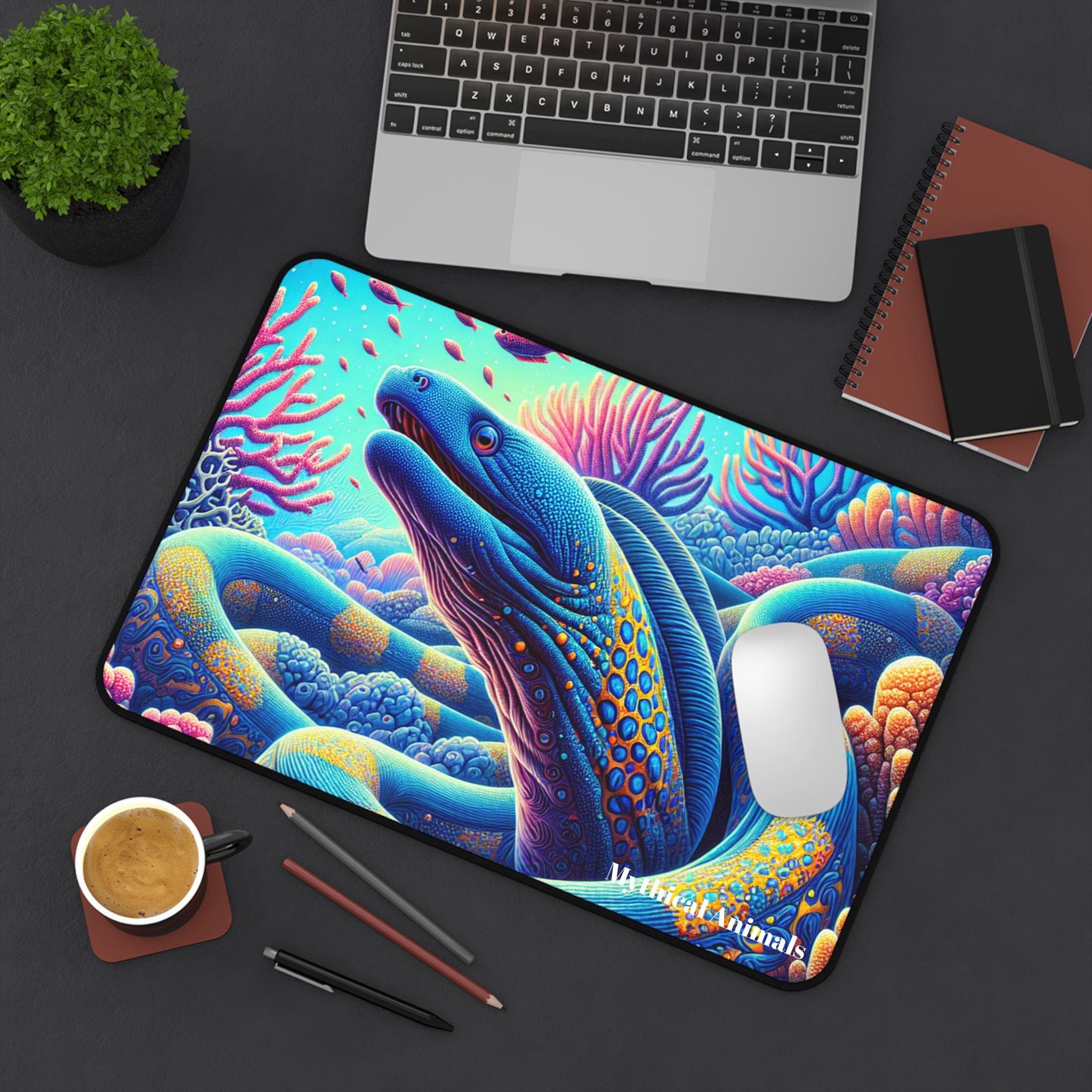 Moray Eel Desk Mat - Coral Reef Moray Eel Mouse Pad