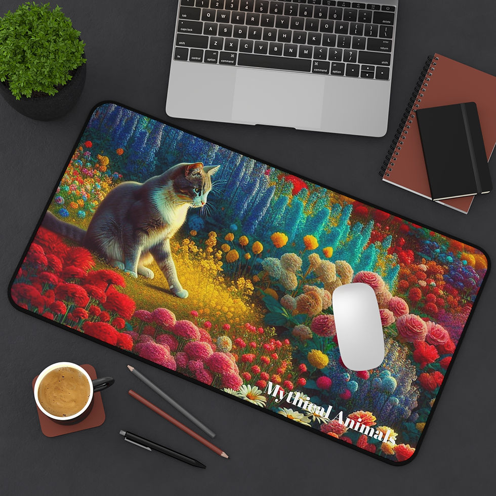 Thumbnail: Cat Desk Mat, Cute Kitty Work Pad, Kitten Mousepad, Animal 
