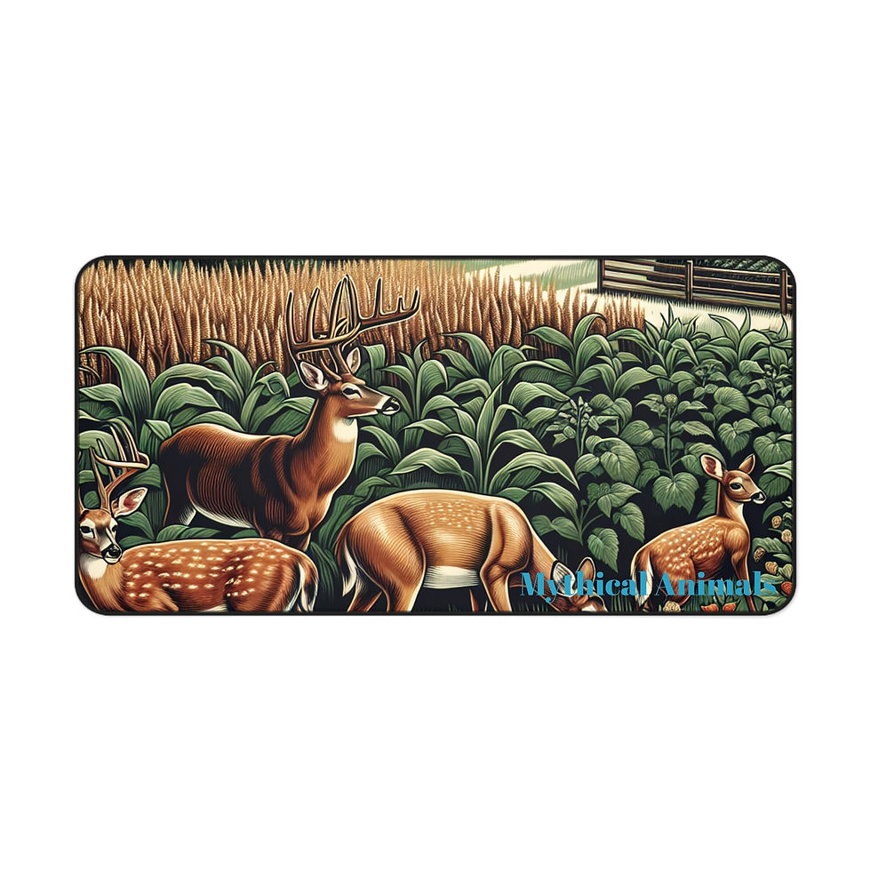 Thumbnail: Mouse Pad/Desk Mat,A Herd of Deers Grazing in the Garden