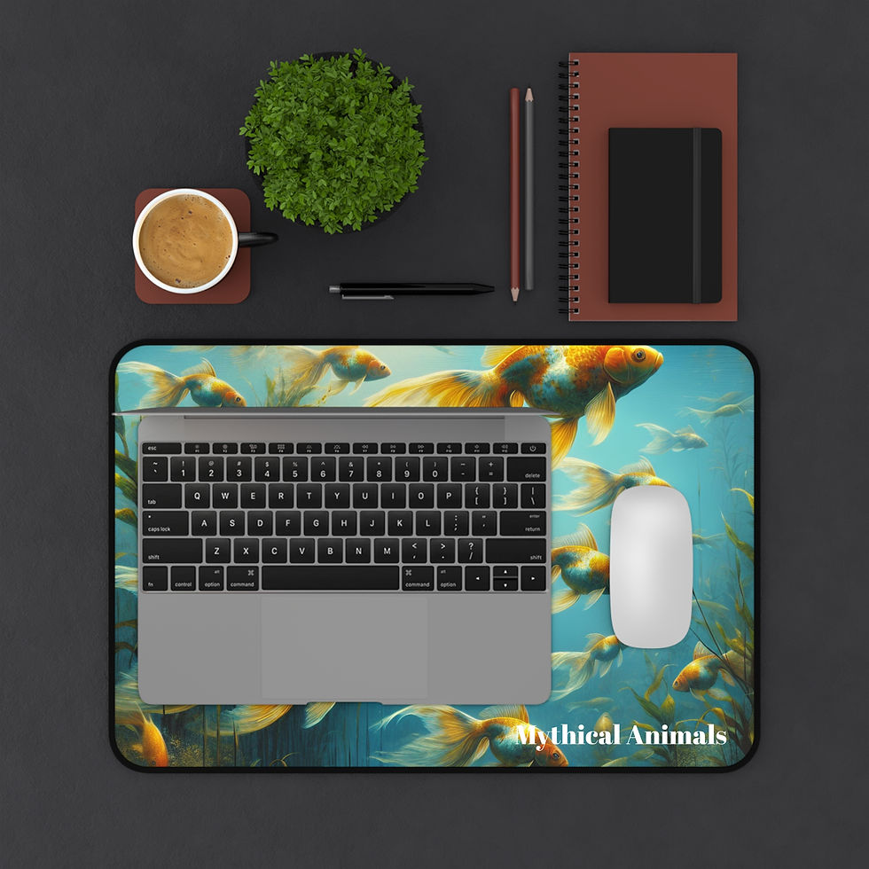 Thumbnail: Gold Fish Desk Mat, Fish Theme Office Decor, Mouse Pad, Animal Print Desk Pad