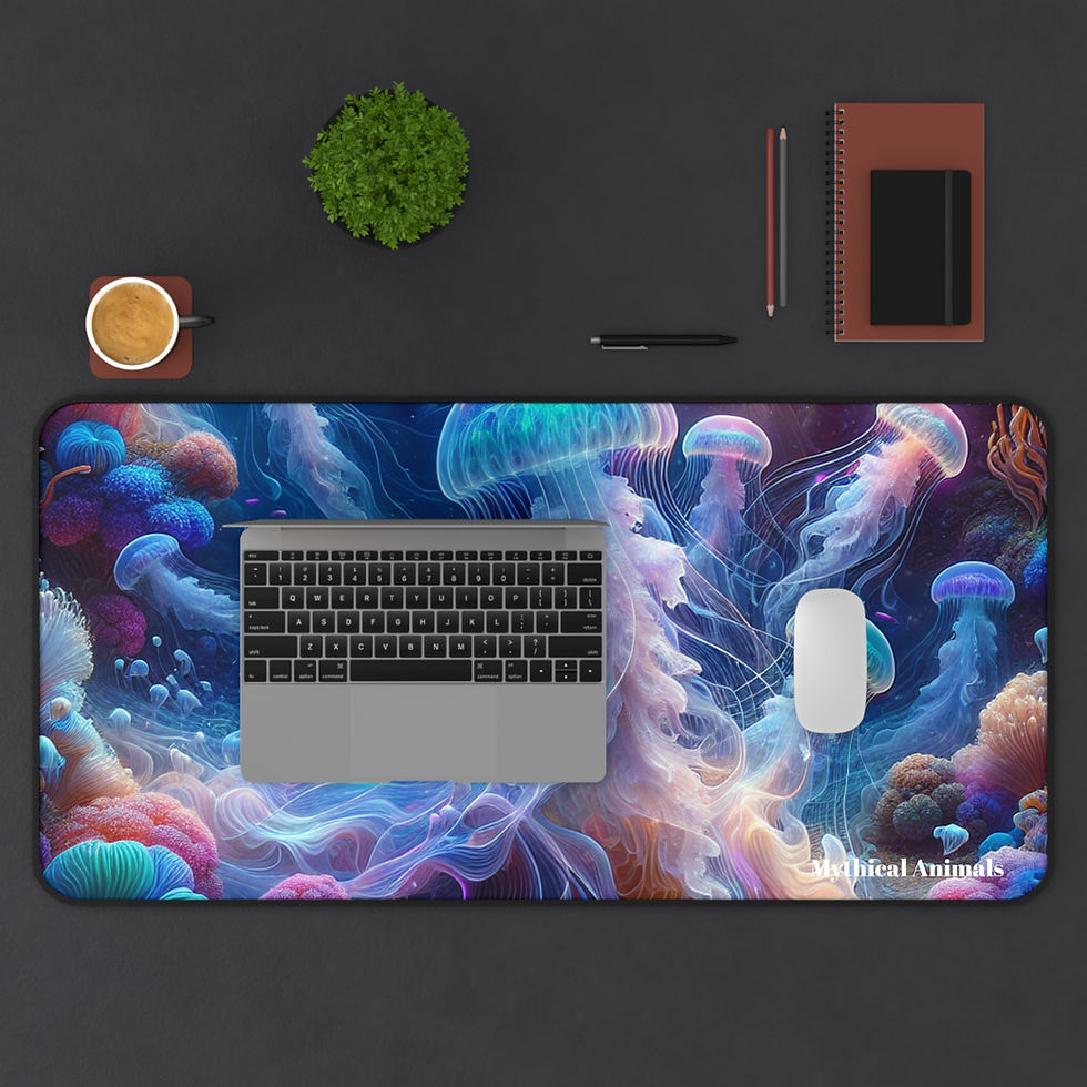 Thumbnail: Aquatic Jellyfish Desk Mat - Ocean Mouse Pad