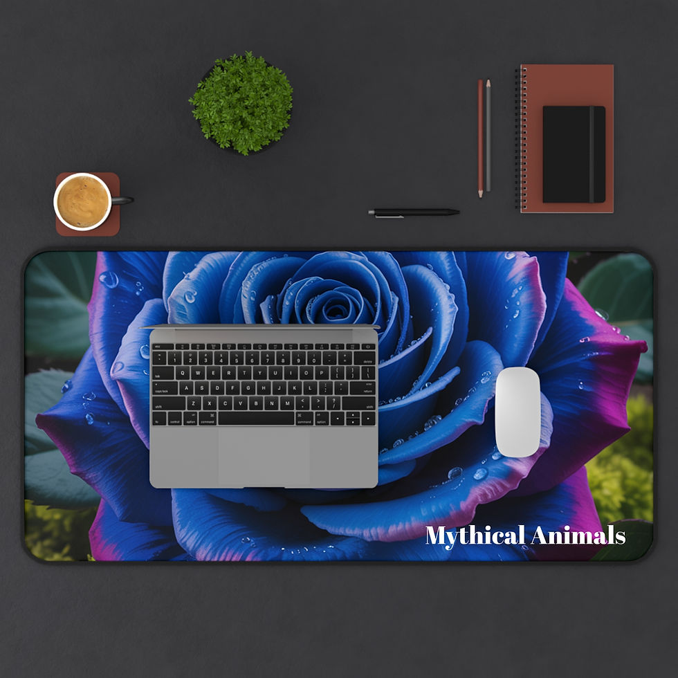 Thumbnail: Mythical Blue Rose Desk Mat, Gaming Mouse Pad, Office Decor Floral Decor