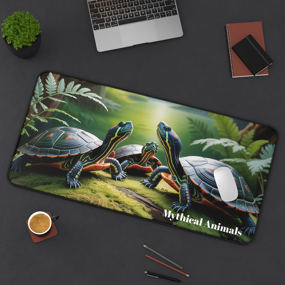 Thumbnail: Desk Mat, Turtles in Forest, Nature Desk Pad, Cute Animal Mouse Pad
