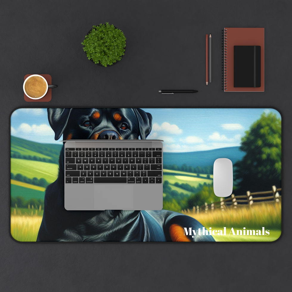 Thumbnail: Desk Mat - Black Rottweiler, Gaming Mouse Pad, Computer Desk Mat, Mouse Pad