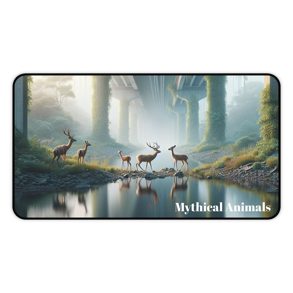 Thumbnail: Desk Mat, Deer Nature Scene, Mouse Pad,Deer Under Bridge