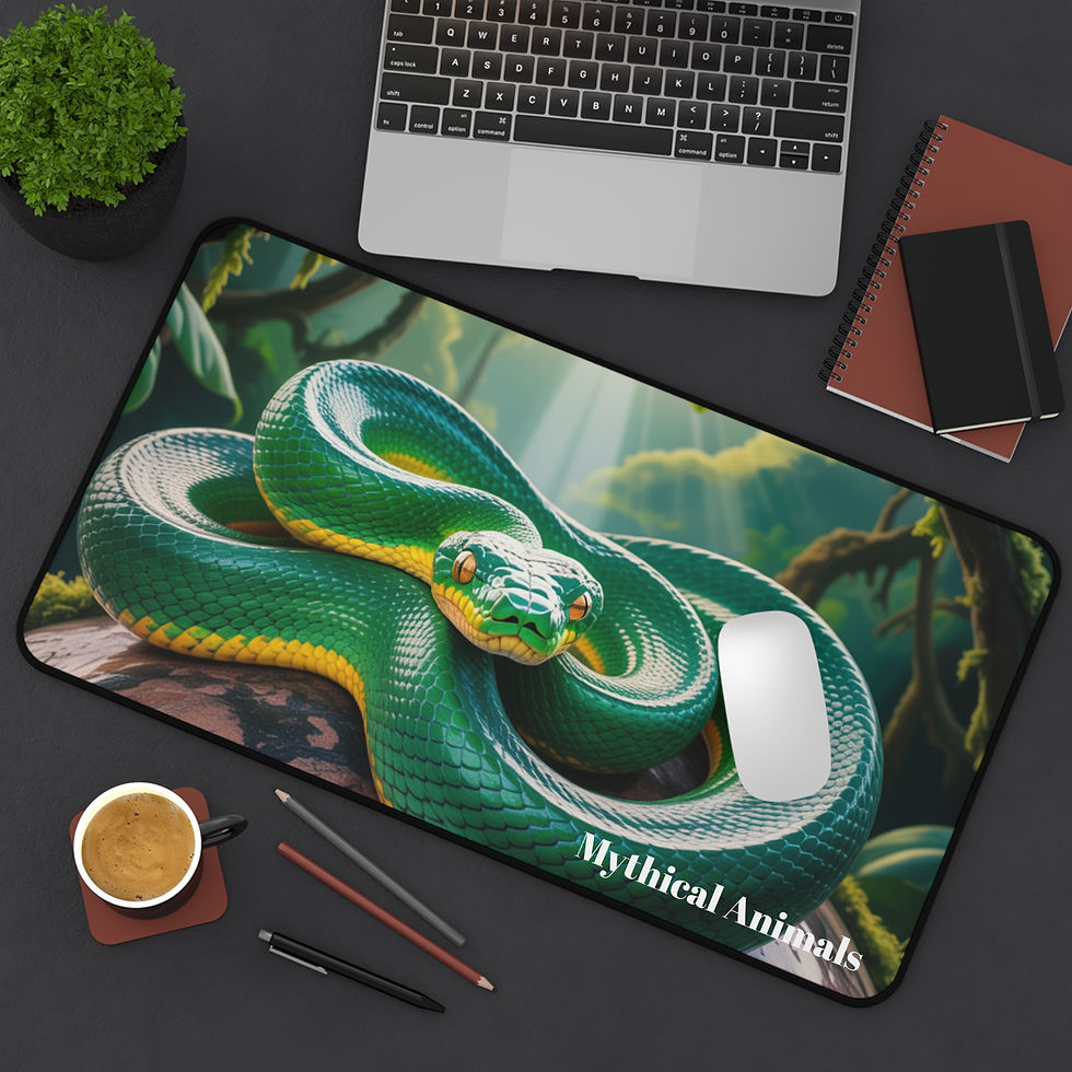 Thumbnail: Snake Desk Mat, Reptile Desk Pad, Serpent Desk Accessories, Jungle Mouse Pad