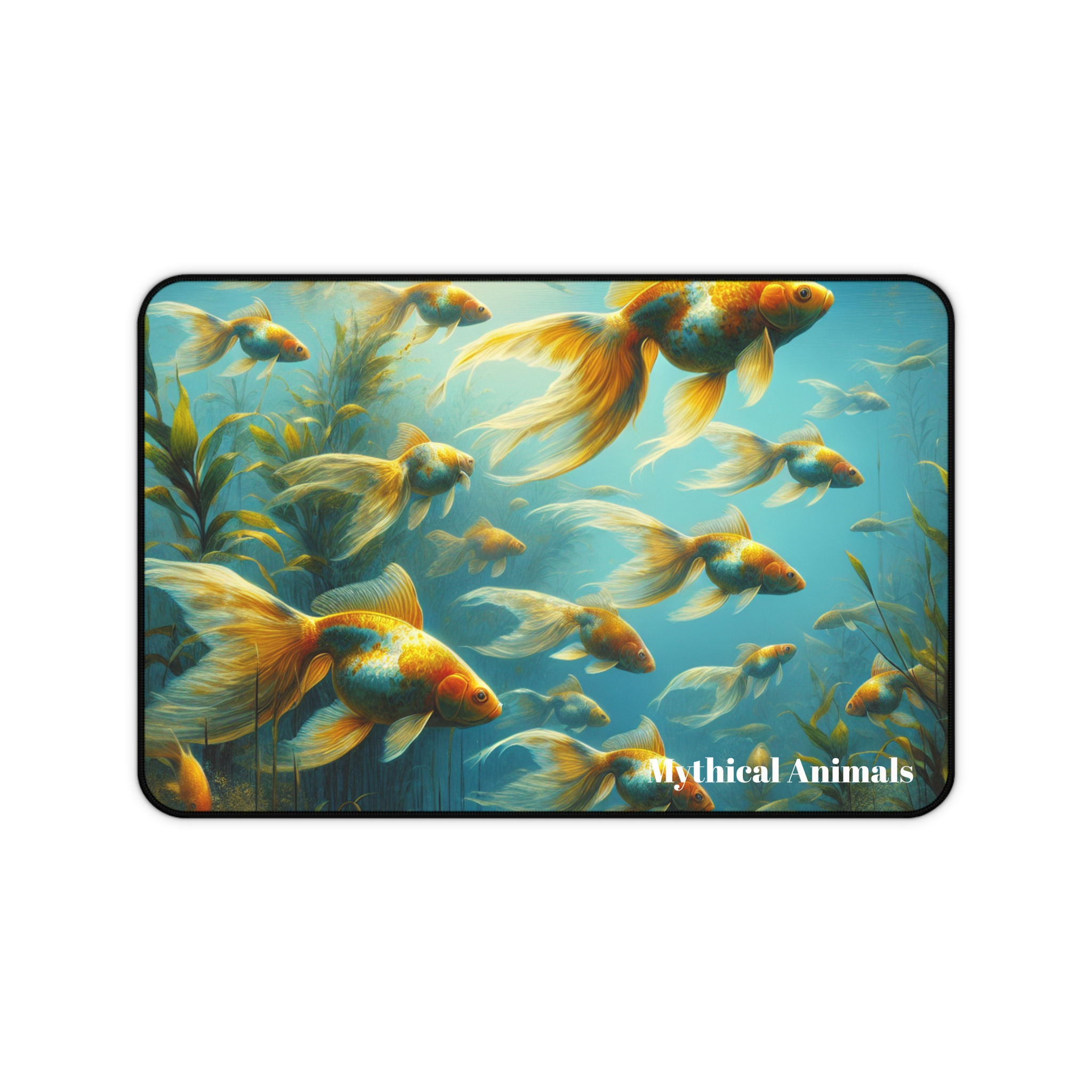 Gold Fish Desk Mat, Fish Theme Office Decor, Desk Accessory, Mouse Pad